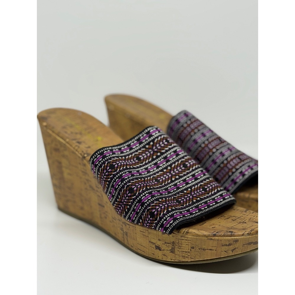 Montego Bay Club Wedge Sandals Woven Tribal Cork Platform Slides Womens SZ 8.5 - Picture 4 of 10
